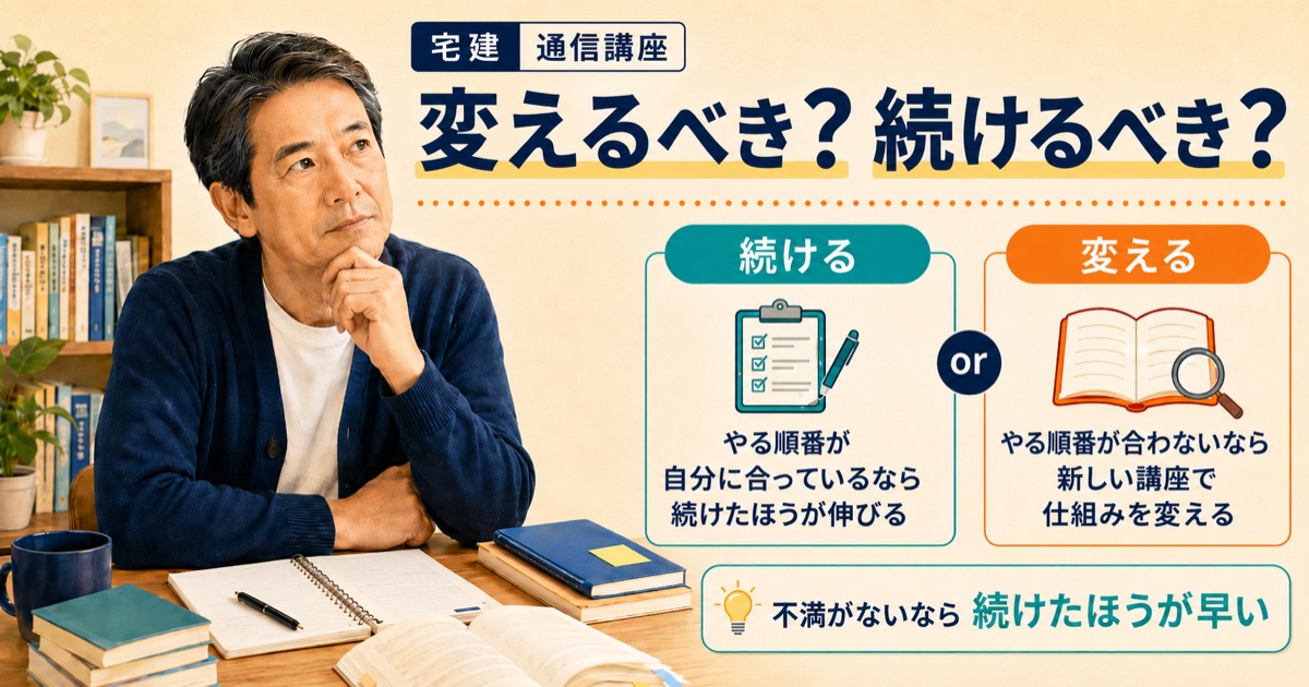 宅建リベンジ｜落ちた翌年に通信講座を変えるべきか。2年目で受かった私の判断のアイキャッチ画像